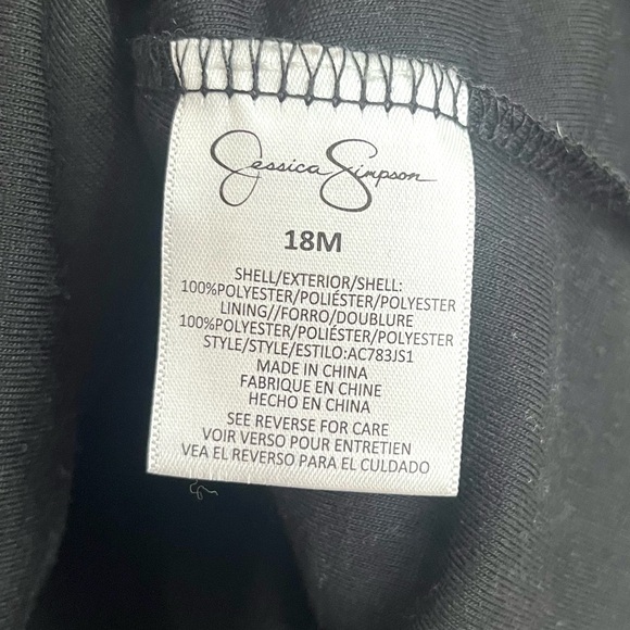 Jessica Simpson NWOT Baby 18 Mon Black Dress with Silver Flowers Sheer Sleeves - Picture 7 of 7